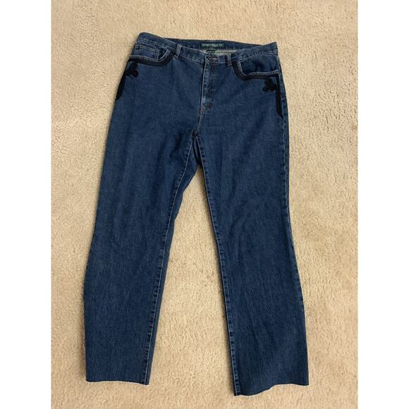 lauren jeans co ralph lauren denim blue lace pocket jeans women’s size 12 - Picture 1 of 8